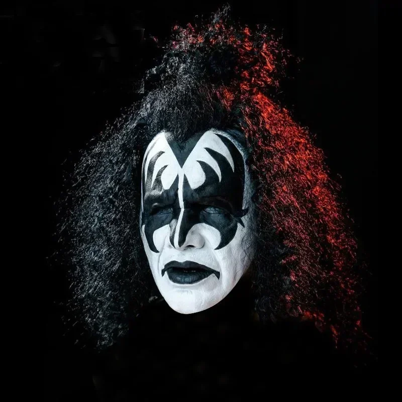 Máscara de terror de cantante de plomo Gene Simmons, máscara de Festival de música loca, beso de Halloween