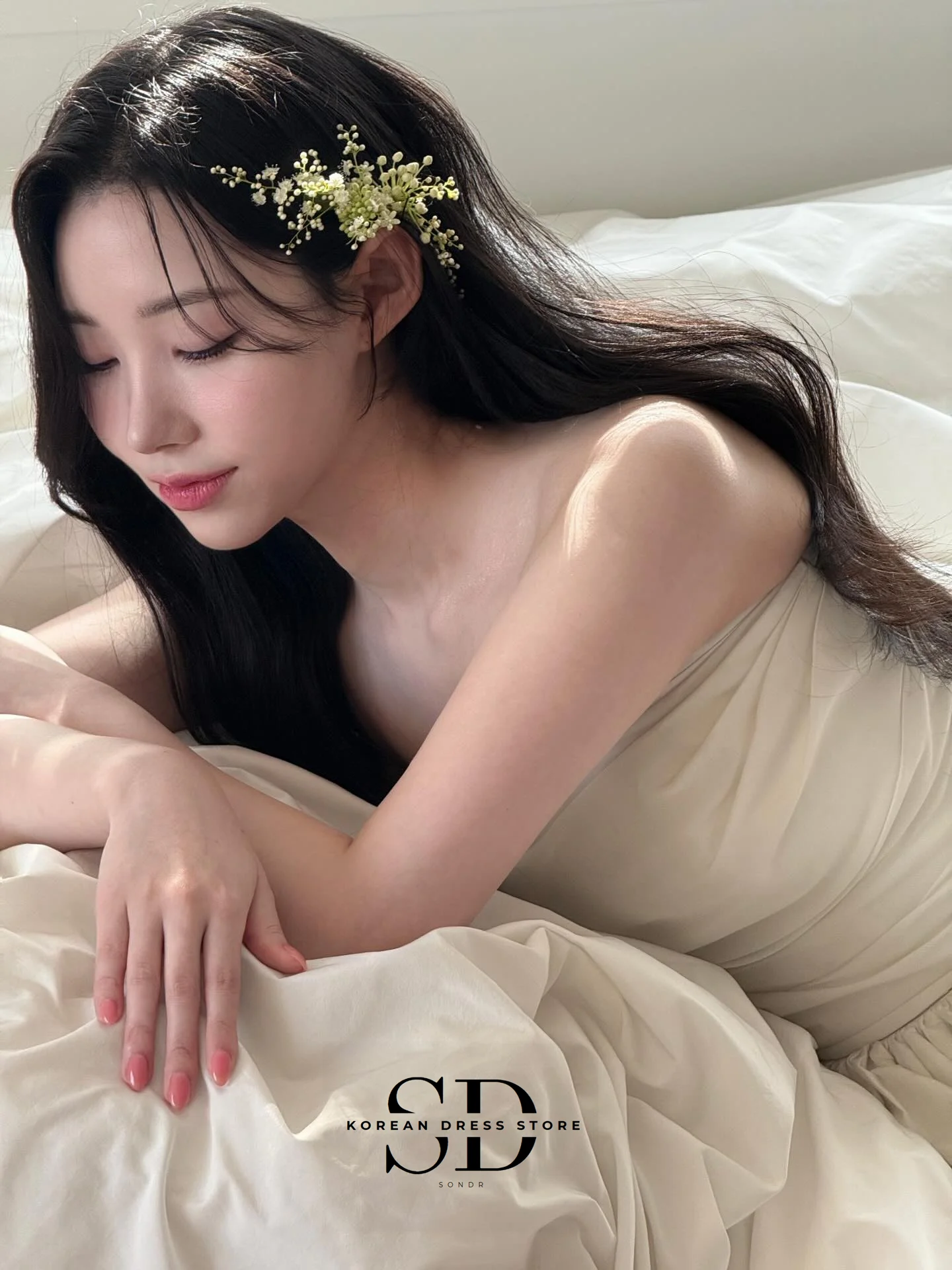 Sondr New Elegant Korean Wedding Dresses One Shoulder A Line Bridal Gown Customized Simple Wedding Snap Dresses Party Gown