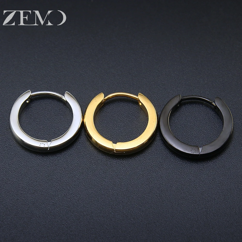 ZEMO 1 Pair 16G Stainless Steel Hoop Earrings For Men Women Basic Round Earring 7/9/12/14/16MM Helix Tragus Cartilage Piercing