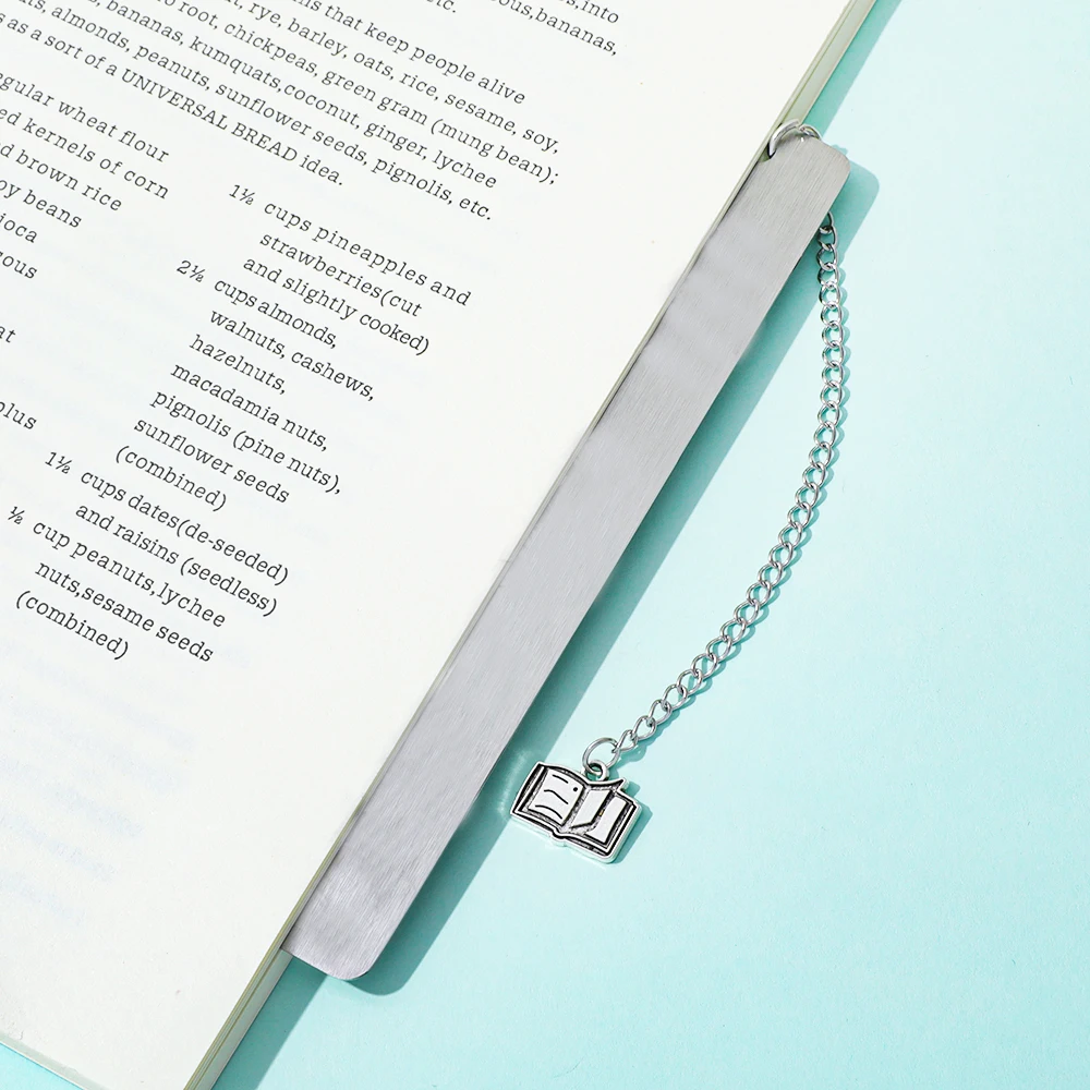 Brass Metal Bookmark Creative 'Booklette' Handwritten Font with Food & Book Pattern Durable Reading Marker Elegant Gold-Black De - Detail 1
