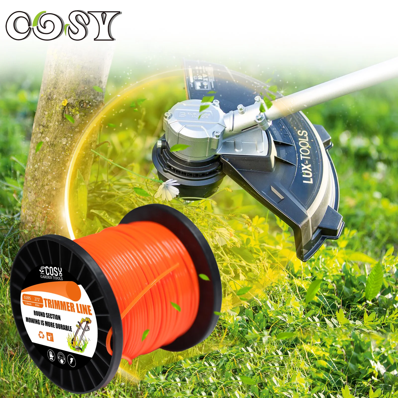 COSY Electric Lawn Mower Trimmer Line 70mx2.7mm Nylon Garden Grass Brush Cutter Spiral Rope Lawn Mower Head Tool Accessory sthil