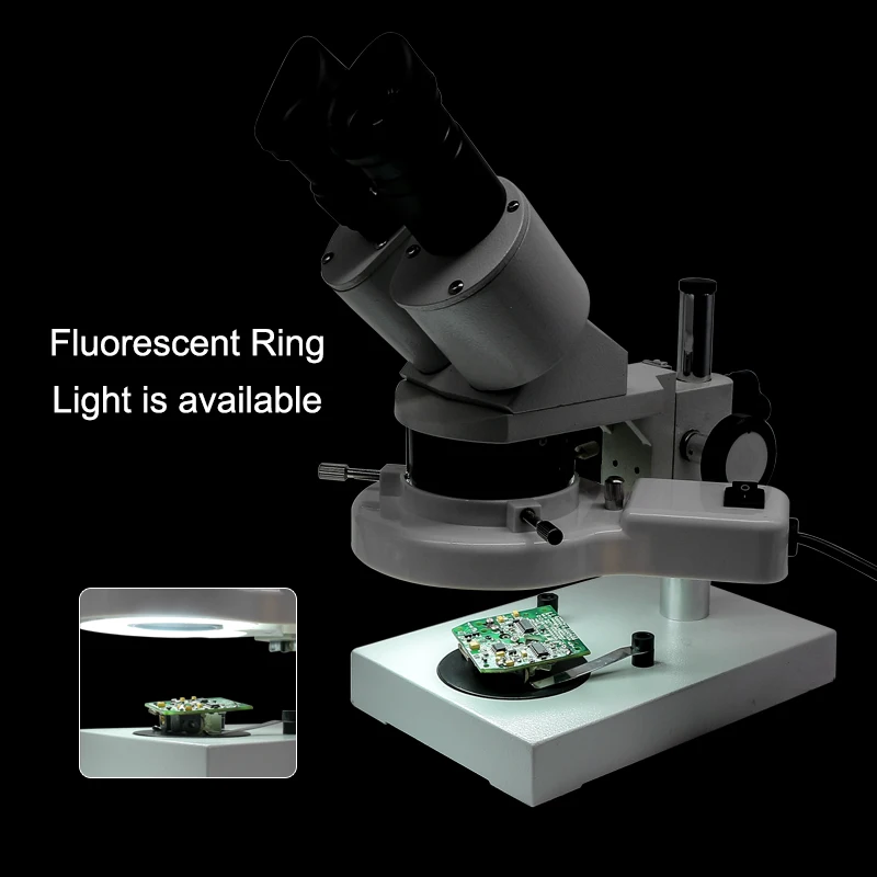 Imagem -05 - Microscópio Estéreo com Iluminação de Anel para Inspeção Pcb Microscópios Industriais Ferramentas de Reparo de Solda 10x 20x 30x 40x