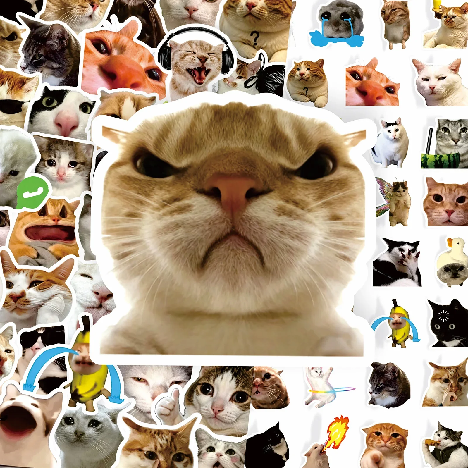 20/500 Stück lustige Katzen-Meme-Aufkleber-Set, niedliche Katzen-Expressions-DIY-Notizbuch-Dekorationen, lustige Katzen-Memes für Tagebücher und Planer – Detail 8