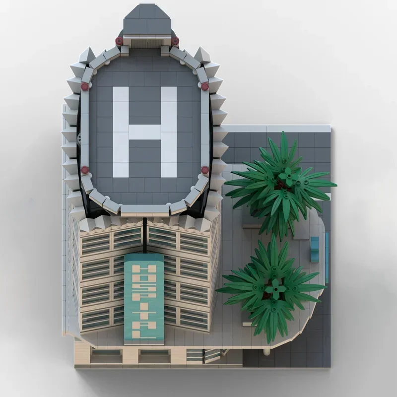 Stadt Street View Moc Bausteine South Beach Krankenhaus Modell Technologie Blöcke Geschenke Weihnachten Spielzeug DIY Montage Set