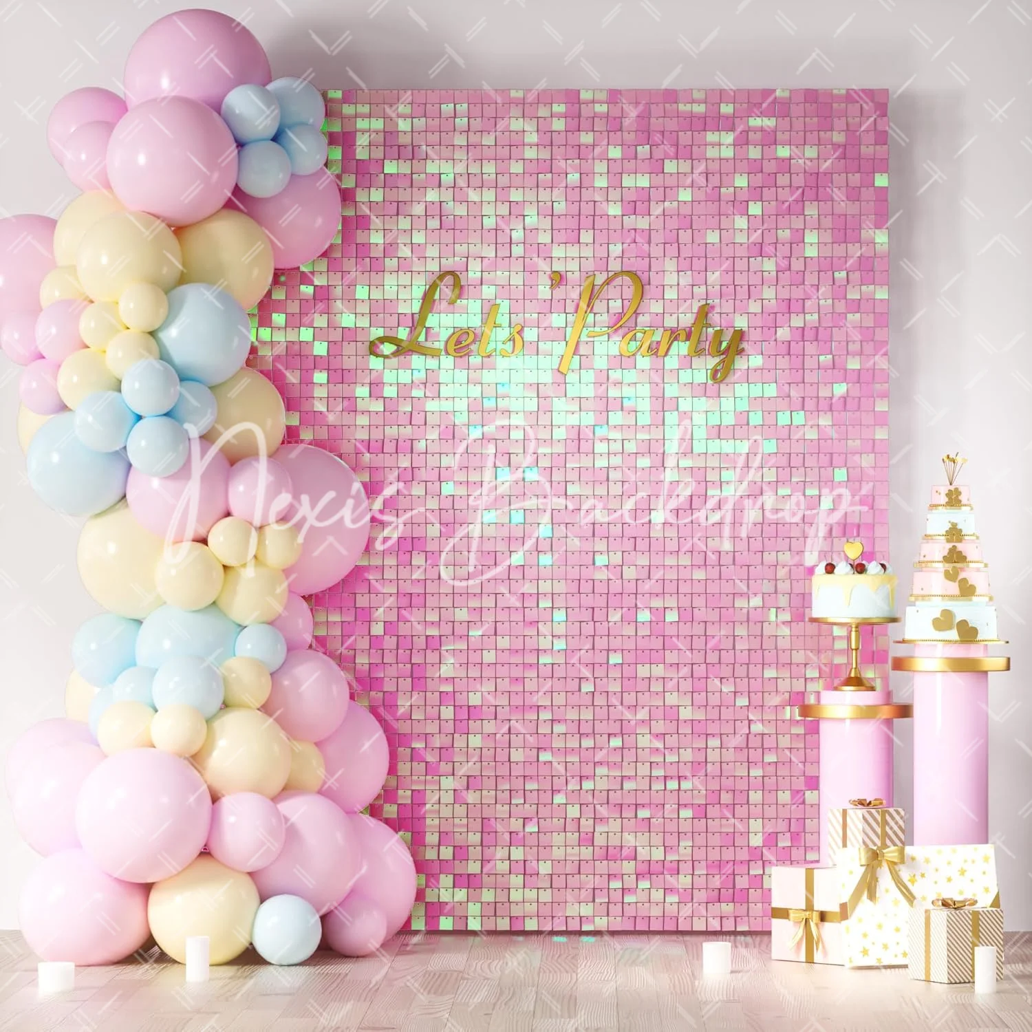 24PCS Gradient Pink Shimmer Wall Panels - Ombre Sequin Backdrop for Party, Wedding, Birthday & Special Event Decoration