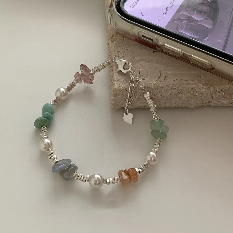 VENTFILLE Bracciale geometrico fatto a mano con perle in argento sterling 925 per donna Ragazza che borda il regalo coreano dei gioielli Dropship all'ingrosso