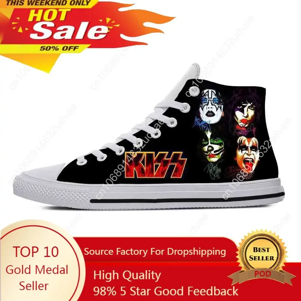 

Heavy Metal Rock Band Music Singer Kiss Fashion Casual Cloth Shoes High Top Lightweight Breathable 3D Print Men Women Sneakers