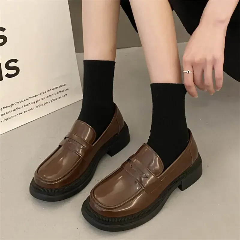 Mocassins Ronds Bruns Rétro pour Femme et Fille, Chaussures d'Uniforme JK pour Écolières Japonaises, pour Cosplay Lolita, Taille 42