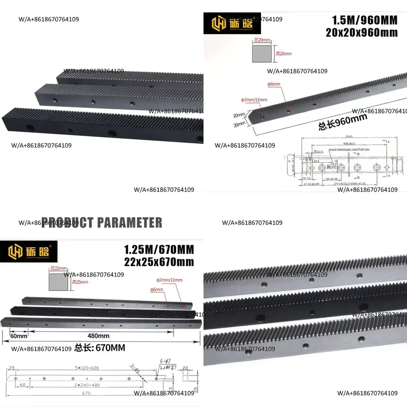2026 LHCNC Straight or Helical Tooth Gear Rack With Mounting Holes 1M/1.25M/1.5M/2M Length Customization Rack
