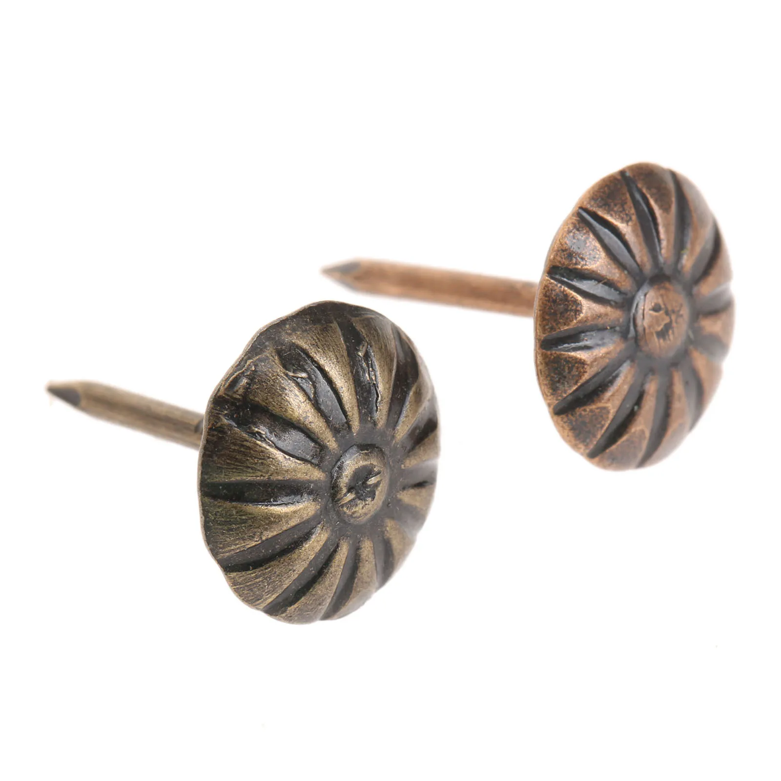 15pcs/lot Upholstery Nails Tacks Studs Elegant Antique Bronze/Red Brass Flower Head Pushpin Ancient Style Furniture 17mmx11mm