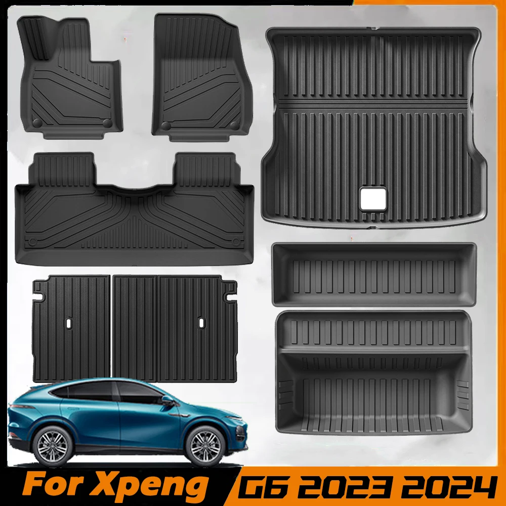 

For Xpeng G6 2023 2024 Car Floor Mats Trunk Pad TPE 3D Foot Mat Waterproof Odorless Tray Foot Pads Accessories