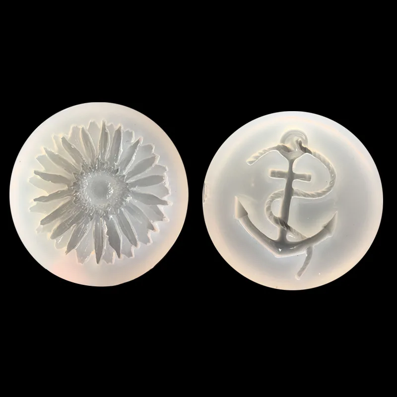 New Mirror Sunflower Boat Anchor Silicone Mold Crystal Drop Glue Handmade Jewelry Pendant 16304