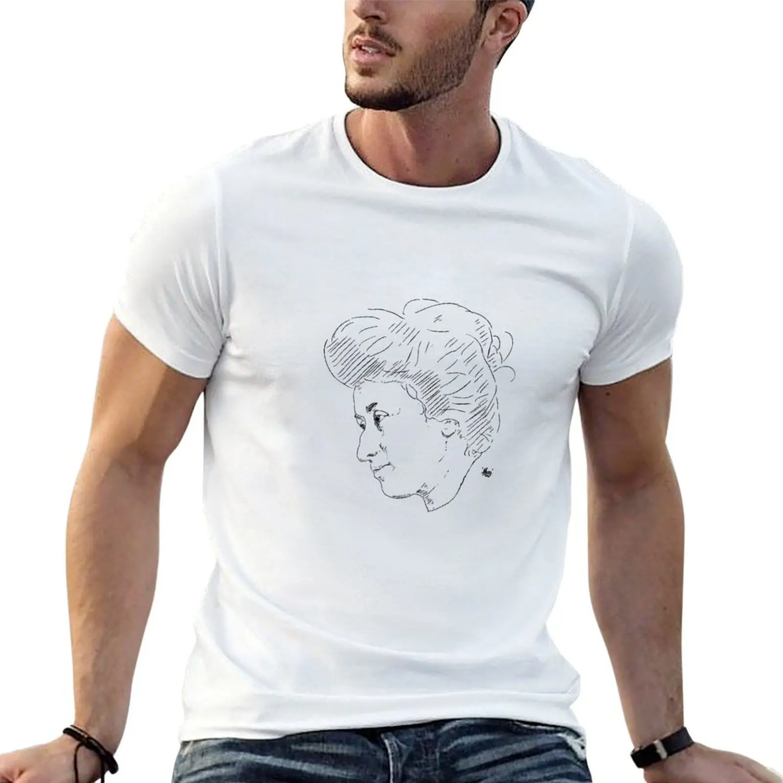 Rosa Luxemburg Sketch T-Shirt men t shirt cotton 100% t shirts for man slim fit man t shirt luxury T-Shirt