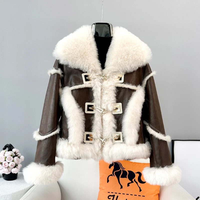 2023 Winter New Real Hair Rabbit Fur Liner Coat Female Lamb Hair Collar Short Jacket JT3477