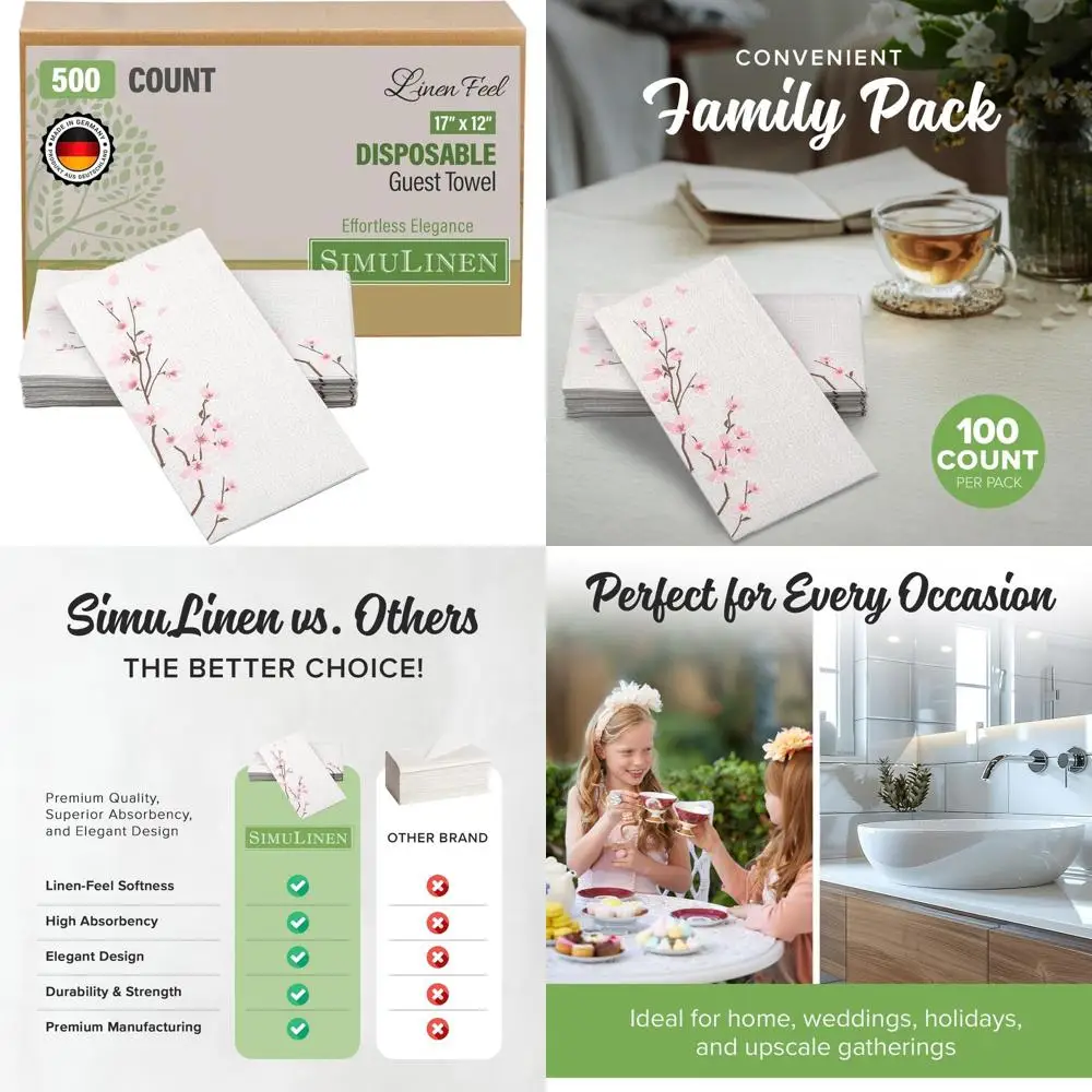 

Linen-Feel Disposable Paper Towels, Single-Use, 12x17, 500 Count, Made in Germany