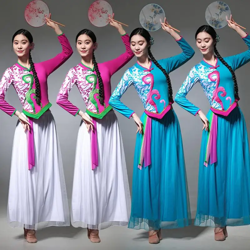 Damenbekleidung in Übergröße, neue klassische Tanzaufführungskostüme, chinesische Bühnenkostüme und Yangko-Tanzkostüme