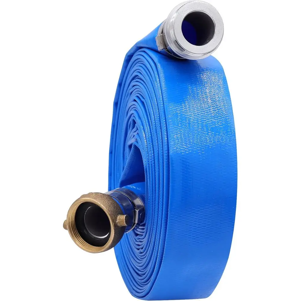 

1-1/2" x 50′ PVC Lay lat Water Pump Discharge Hose With Pin Lug ittings, Heavy Duty Reinorced Pool Backwash Hose Assembly