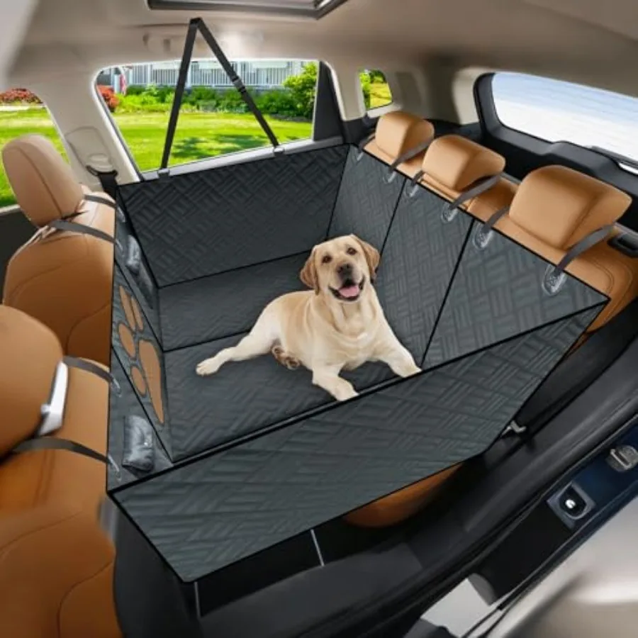 

Dog Car Seat Cover for Back seat Waterproof Dog Hammock with Mesh Window Dog Car Seat Cover Hard Bottom Holds 440lbs Folds to a