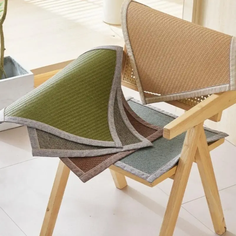 Bamboos Hnadwoven Square Chair Cushion With Coolings Feature And Nonslip Base For Offices Home Dining Room Use 87HA