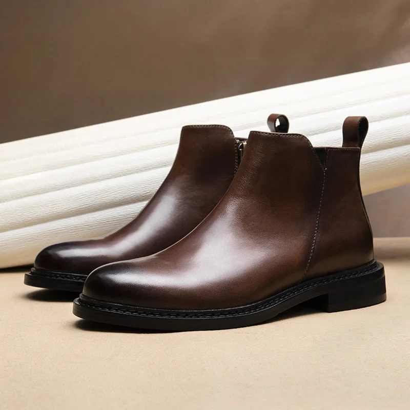 

Men's Shoes Short Boots Genuine Leather Men's Boots Cowhide Handmade Boots