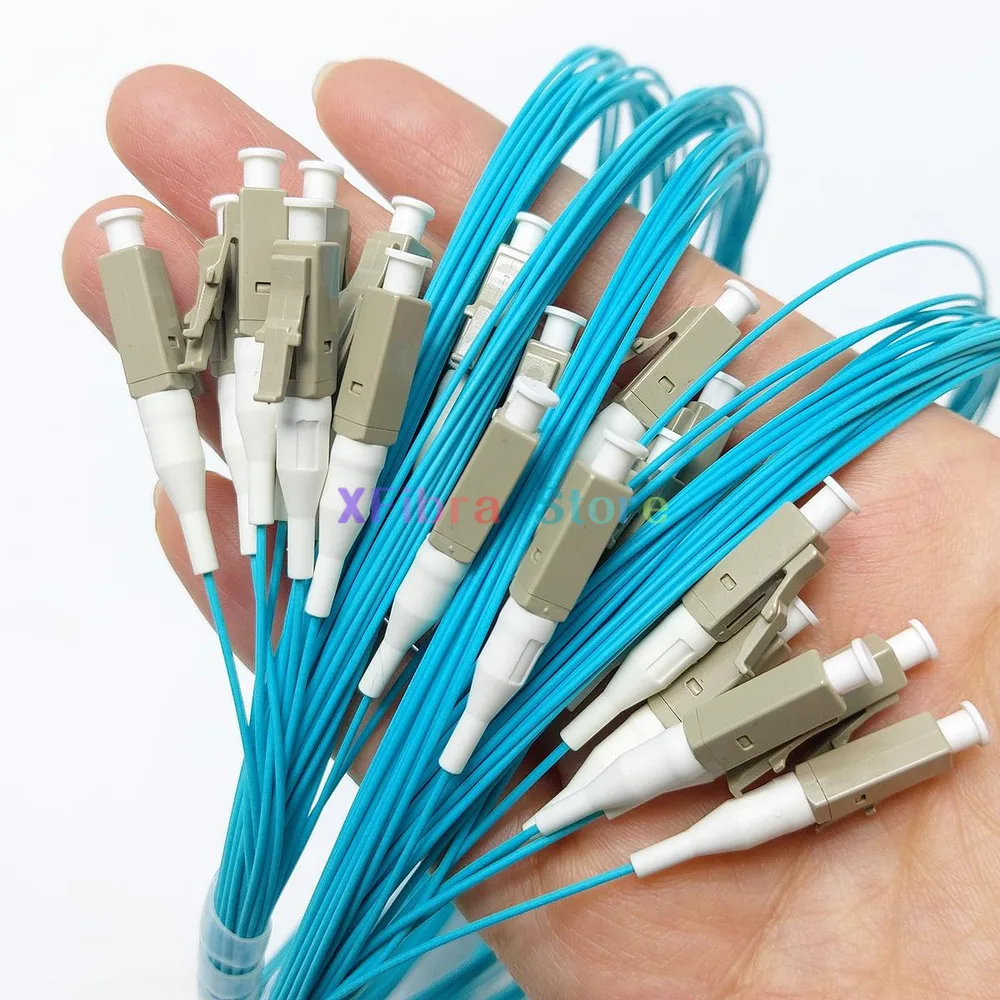 Fiber Optic Pigtail 0.9Mm MM Simplex LSZH 10 Gigabit Multimode OM3 LC-UPC 100Pcs Lot FTTH