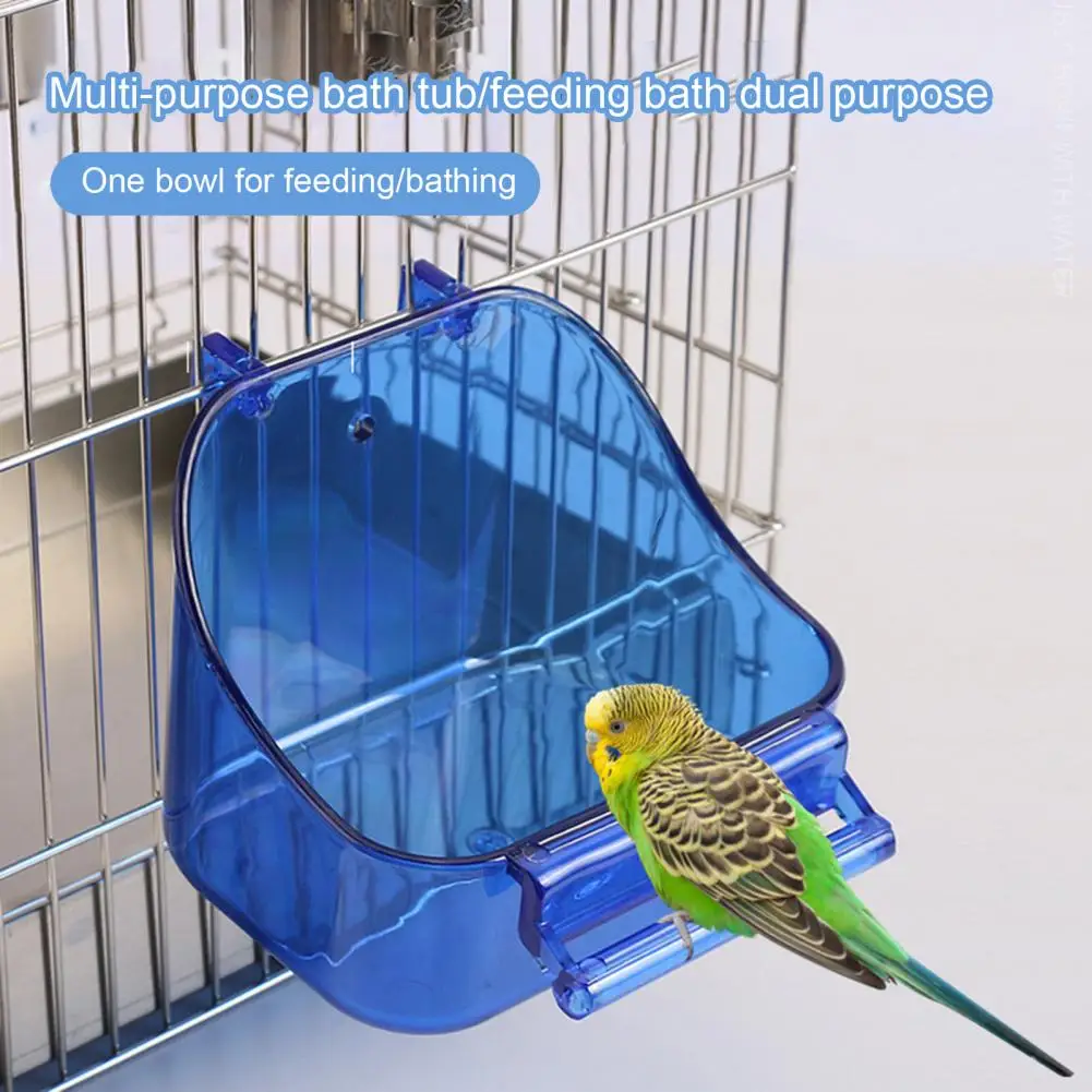 

Bird Bath Box Non-slip Multi-functional Plastic Standing Pole Design Parrot Bathing Tub Bird Cage Accessory for Parakeet