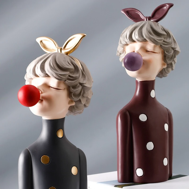 Bubble Girl Resin Statue, Doll Decoration Home Living Room Bedroom Bedhead Dining Table Decoration Gift