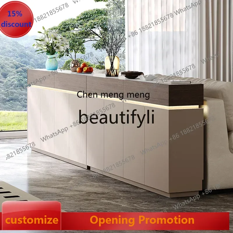 S7486 ss 30cm Sideboard Cabinet Against The Wall Integrated Modern Minimalist Sofa Back Cabinet Kitchen Light Luxury Storage Cab