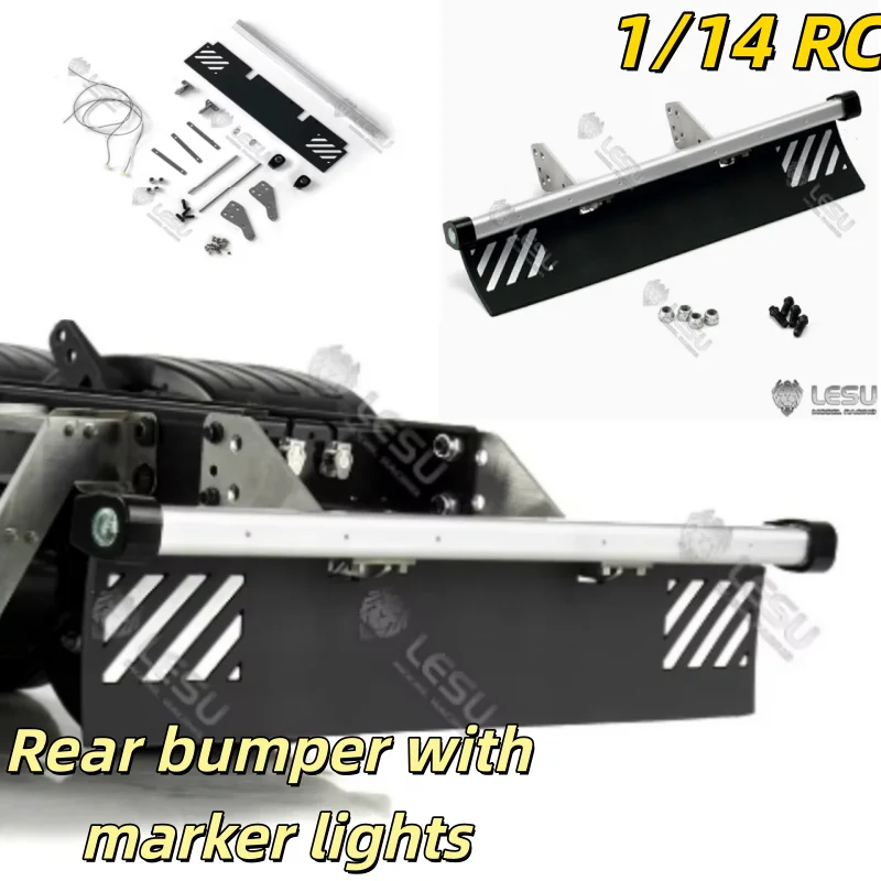 LESU RC 1/14 Model Truck Rear Bumper H-1304 With LED Lights Flatbed Model For Tamiya 1:14 Tractor Truck Parts Model Accessories