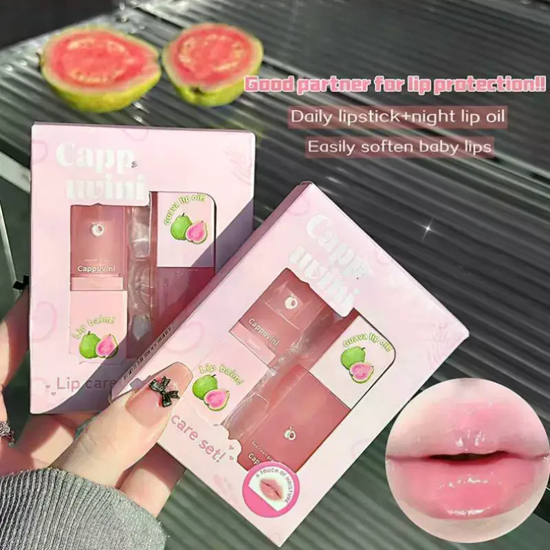 Cappuvini Hydrating Lip Balm And Lip Oil Set Reduces Lip Lines And Prevents Chapping Light Moisturizing Soothing And Tender Lips