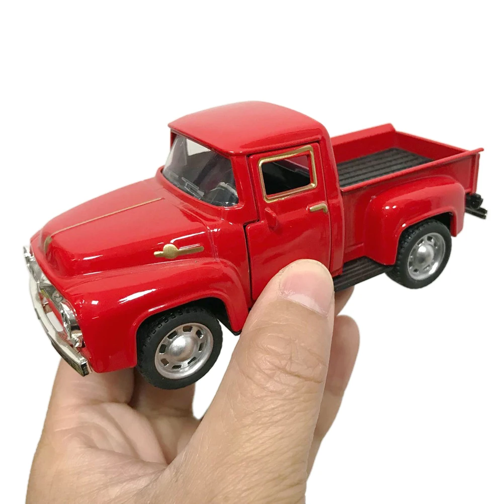 Red Metal Truck Toy Vintage Red Mini Desktop Decoration Kids Children\'s Christmas New Year Toy Gifts Home Office Decoration