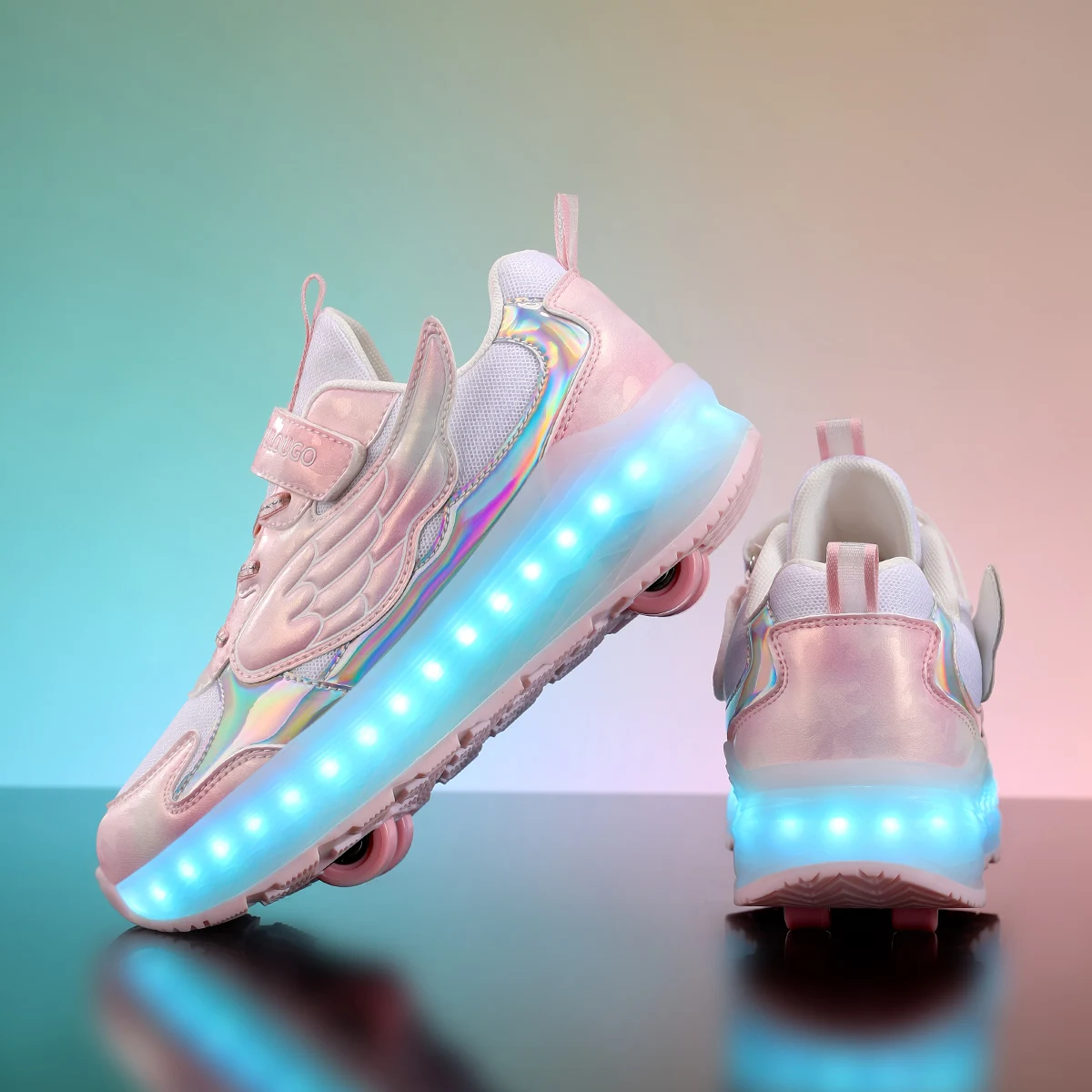 

Kids' Invisible Roller Sneakers: 8-Wheel & 4-Wheel Skates – Boys', Girls' Wheeled Shoes for Students