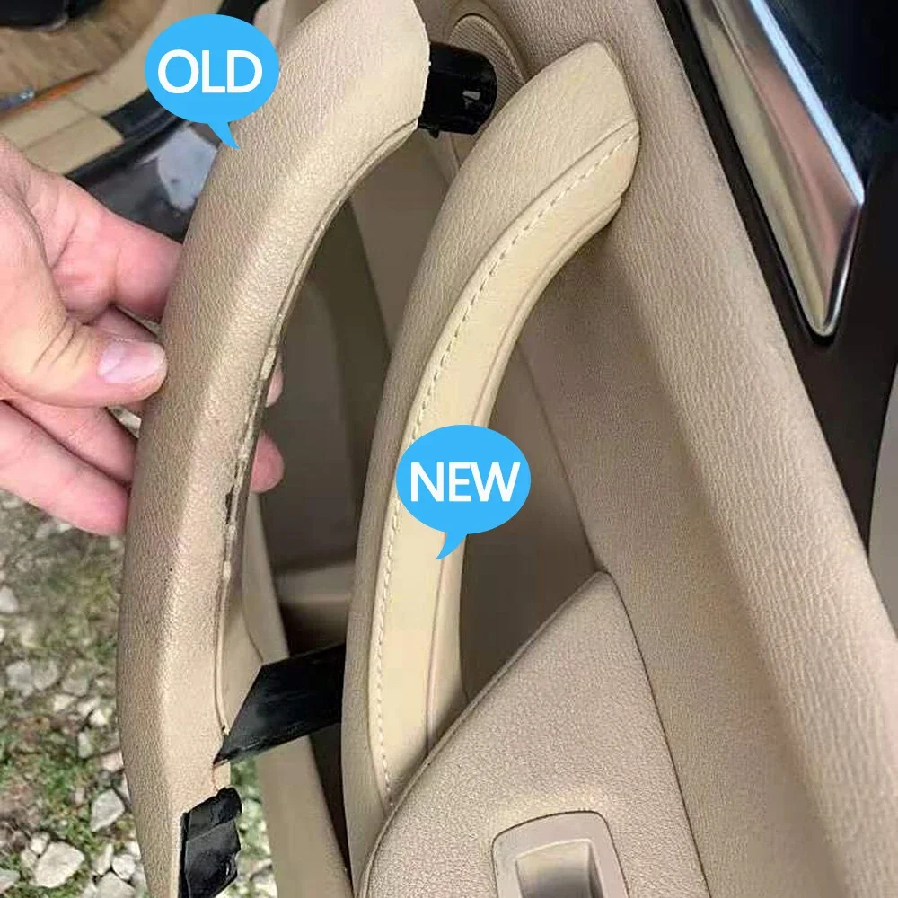 Complete LHD RHD Interior Passenger Door Pull Handle Leather Cover With Inside Handle Assembly For BMW X3 X4 F25 F26 2010-2016 view 3