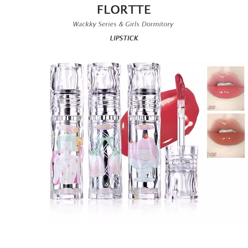 FLORTTE Girls Dormitory Lip Gloss Mirror Watery Lipstick Lipgloss Longlasting MoisturizingNot Easy To Stick Cup Lip Glaze