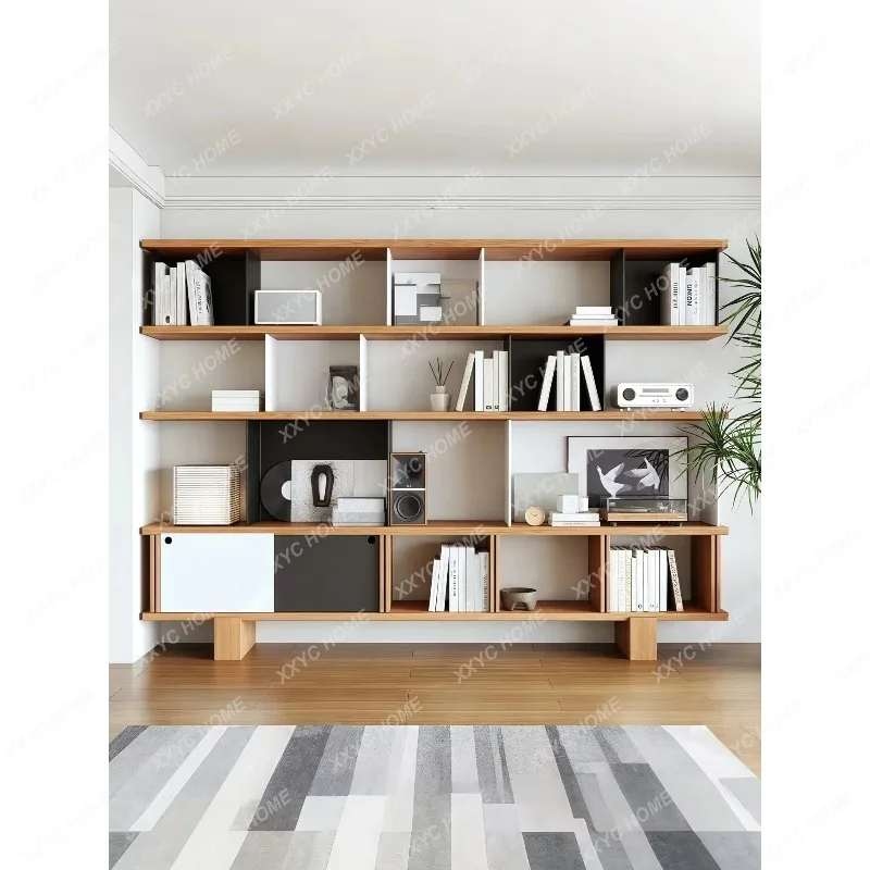 XXVintage Retro Bookshelf Floor Standing Display Shelf with Storage, Painted Bookcase Room Divider Cabinet for Living Room