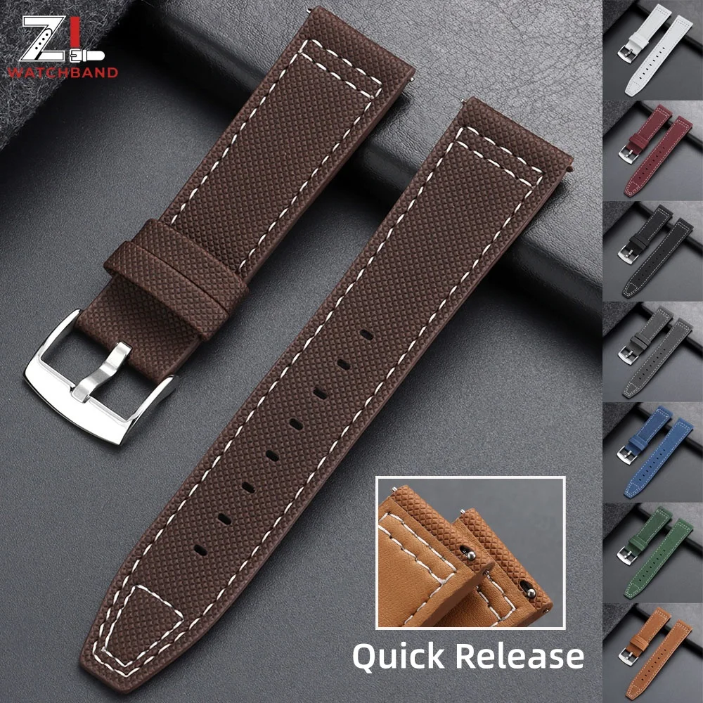 20mm 22mm Leather Watch Straps for Seiko for IWC Sport Bracelet Quick Release Black White Gray Red Wrist Belt Band for Men Women