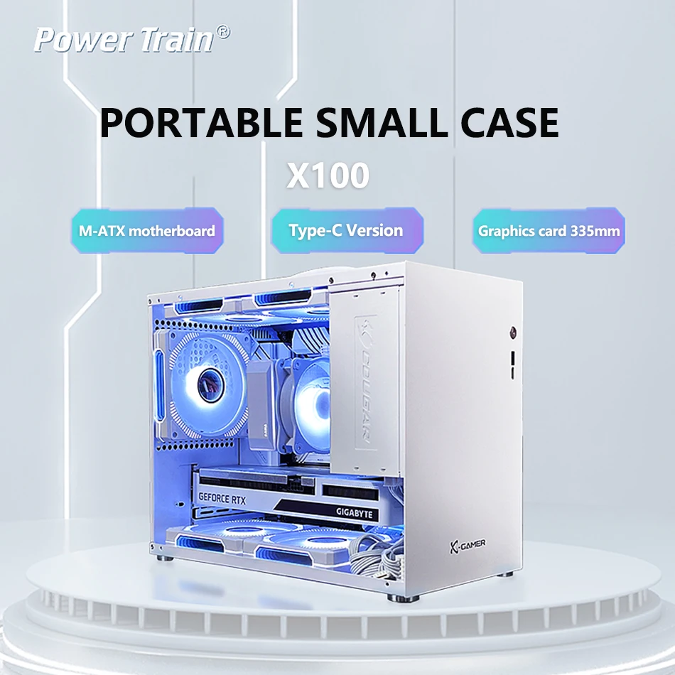 Power Train X100 Portable Handheld Case Mini-ITX MATX Motherboard USB3.0 Type-C Desktop Mini Game Chassis ATX Power Supply image 2