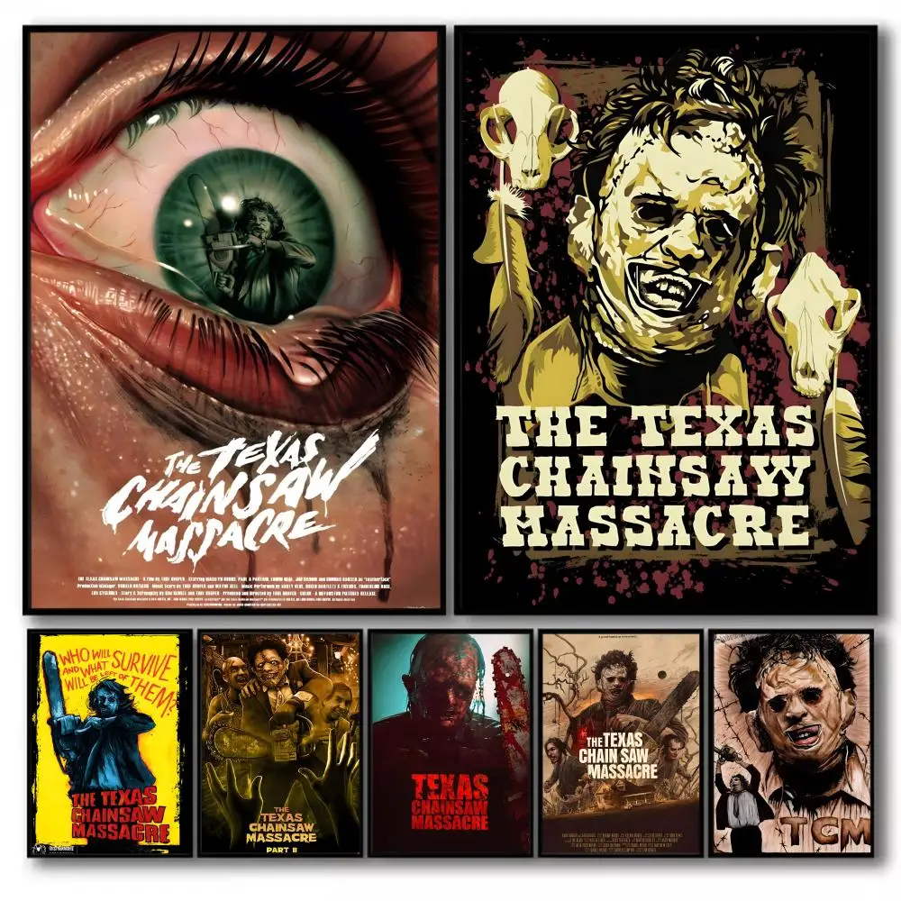 Póster de la película The T-Texas Chain Saw M-Massacre, pegatinas de pared impresas de alta calidad para decoración del hogar, arte mural, decoración de habitación y bar