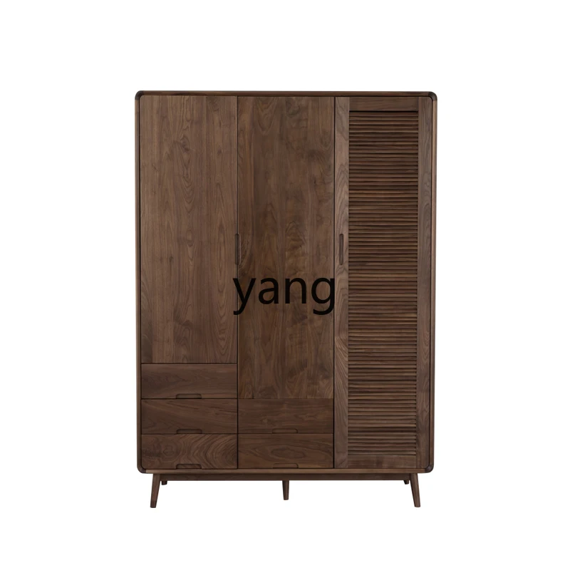 LMM bedroom dressing room simple all solid wood wardrobe louver drawer
