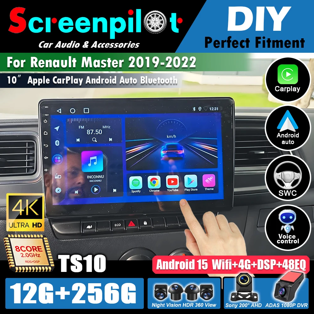 For Renault Master 2019-2022 Android 16Multimedia Car Radio 5G Video DSP Player GPS Navigation 8 Core stereo RDS WiFi