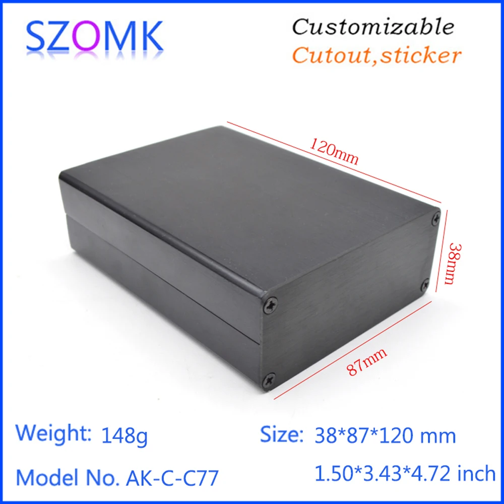 SZOMK 1Pcs Blcak Aluminium Enclosure Case Mini Electronic Project Box 38x87x120mm DIY Alu. Housing