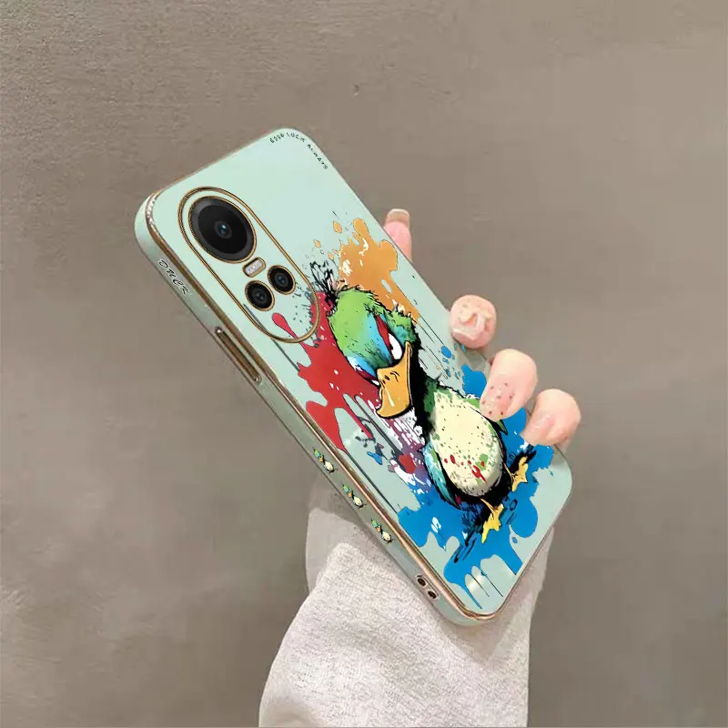 Coque de téléphone plaquée DrelyDuck pour OPPO, Reno10, Reno 11Pro, 11, 10ProPlus, 10Pro, 9, 9ProPlus, 9Pro, 8T, 8, 8Pro, 7, 7Pro, 7SE, 6 Cover