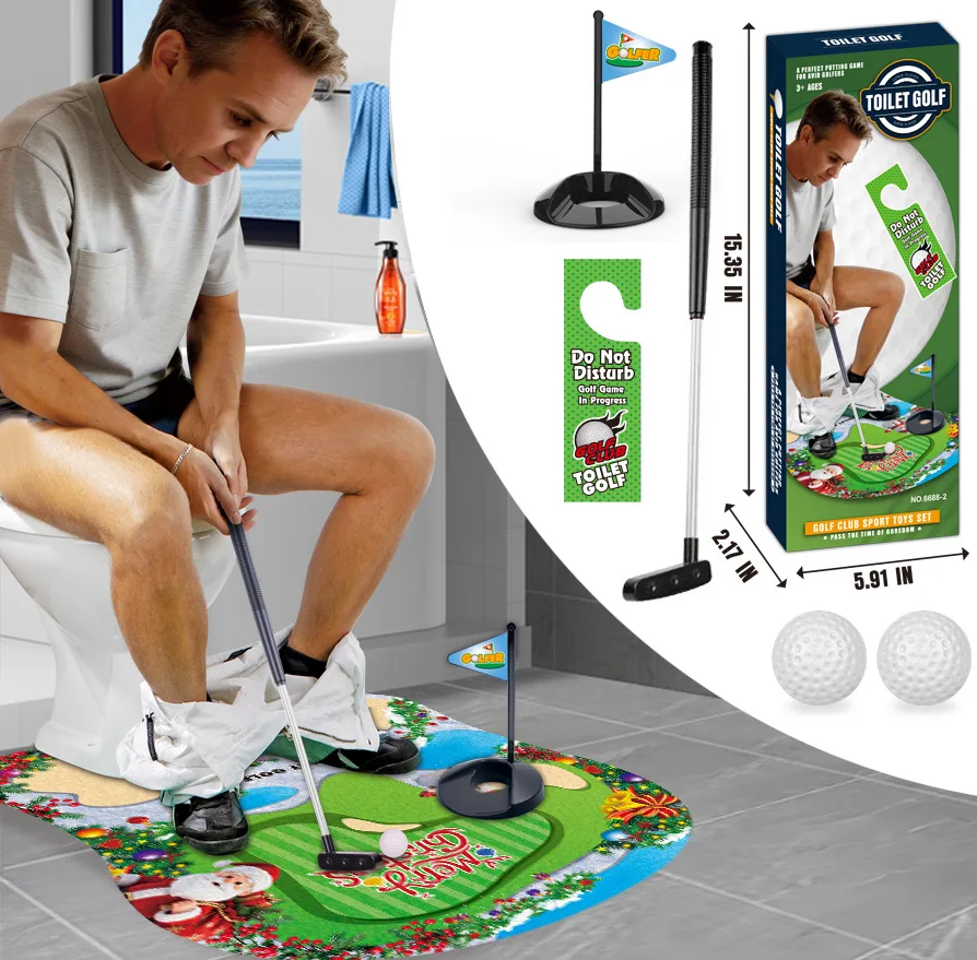 Toilet Golf Simulator Toy Set Funny Leisure Entertainment Game for Beginner Golf Practice Indoor Game Toy view 3
