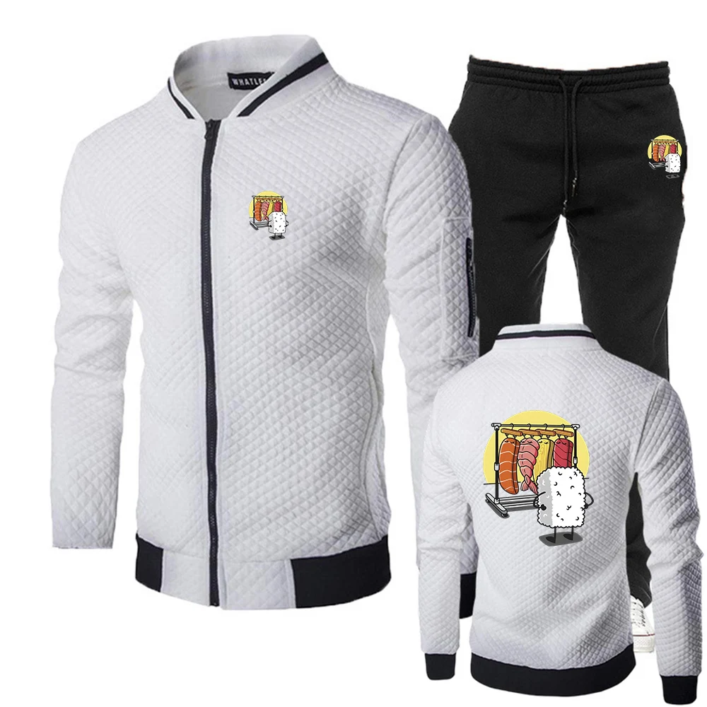 Funny Sushi Wardrobe Responsible for the Cooling System of the Sports Fashion Round Neck Slim Hoodies Sports Pants Suits