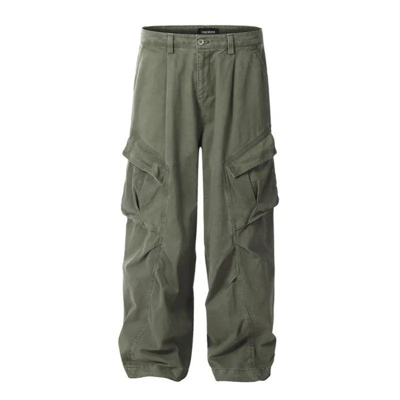 

High Street Overalls Vintage Multi-Pocket Design Sense Wide Leg Casual Pants Men's and Women's Loose Heavy Industry FloorMopping