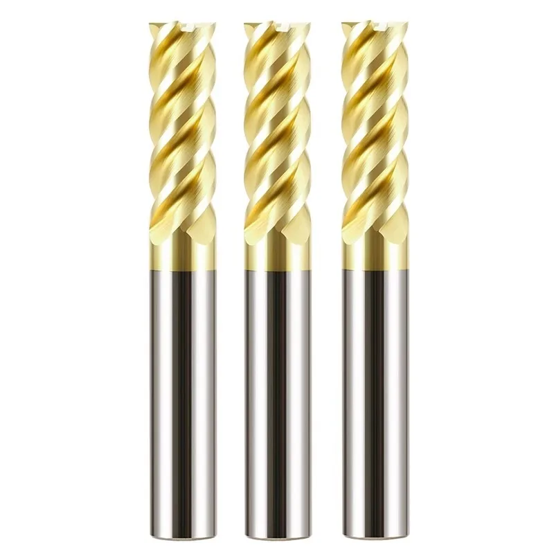 5PCS Milling Cutter Titanium Alloy Flute Gold Nano Coating Flat End Mill Tungsten Steel Carbide CNC Machinery Endmill Tools Gold