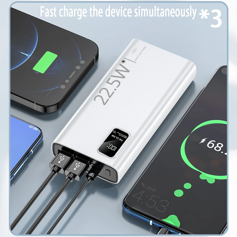 20000 mAh Große Kapazität Power Bank USB C 22,5 W Externe Ersatz Batterie Tragbare Schnelle Ladegerät Für iPhone Samsung Xiaomi