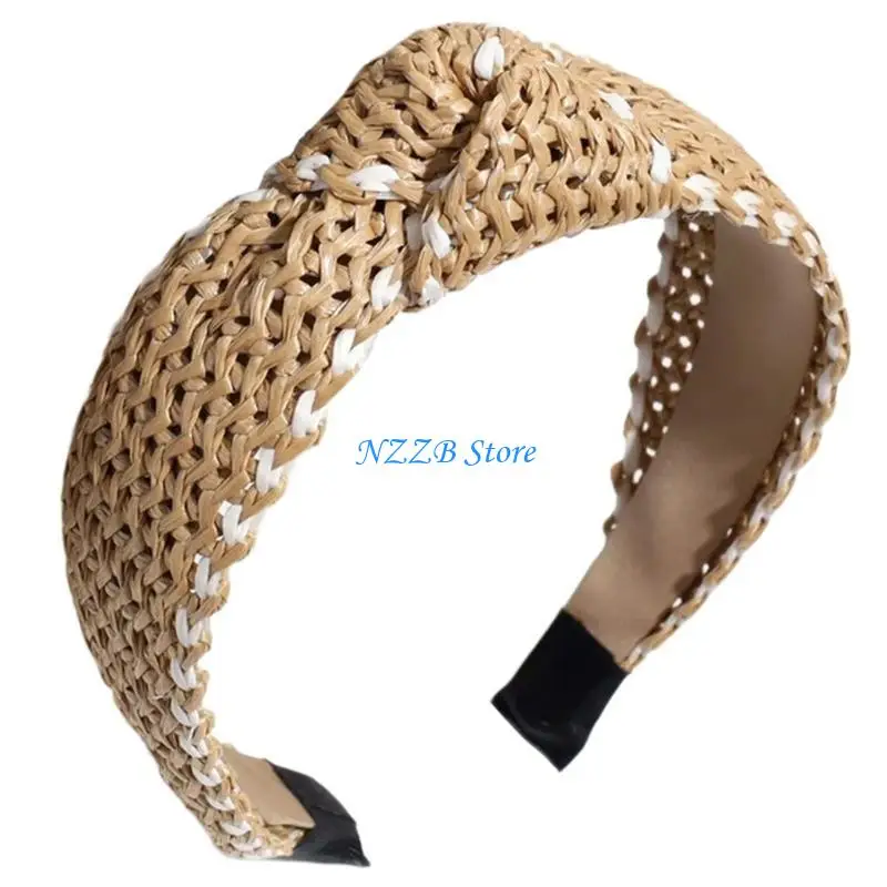 

T21F Hairbands Beach Photo Booth Headwear Cottagecore Knotted Headbands Party Headpiece Wide Headbands for Music Festivals