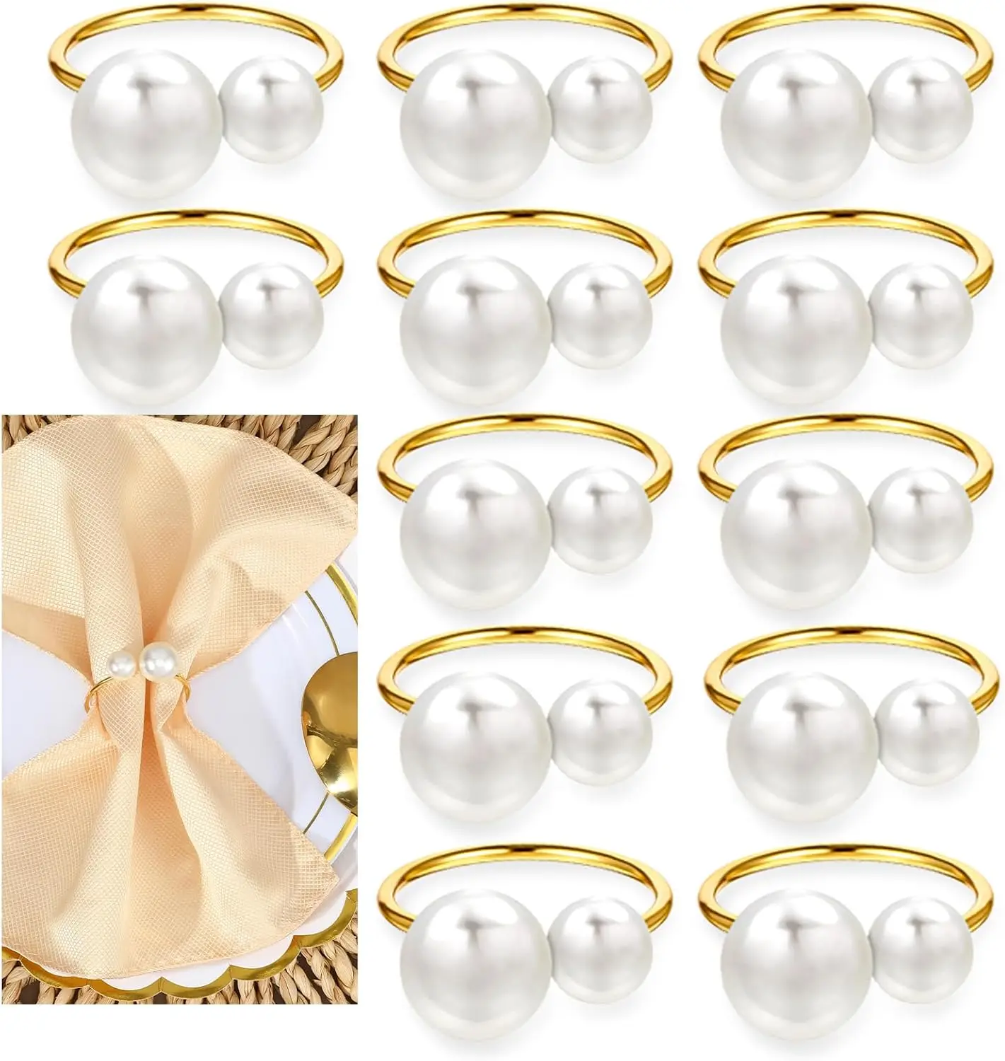 1-96PCS Napkin Rings Stylish Dazzling Pearl Table Decoration for Reception Anniversary Wedding  Wonderful Present for Relatives
