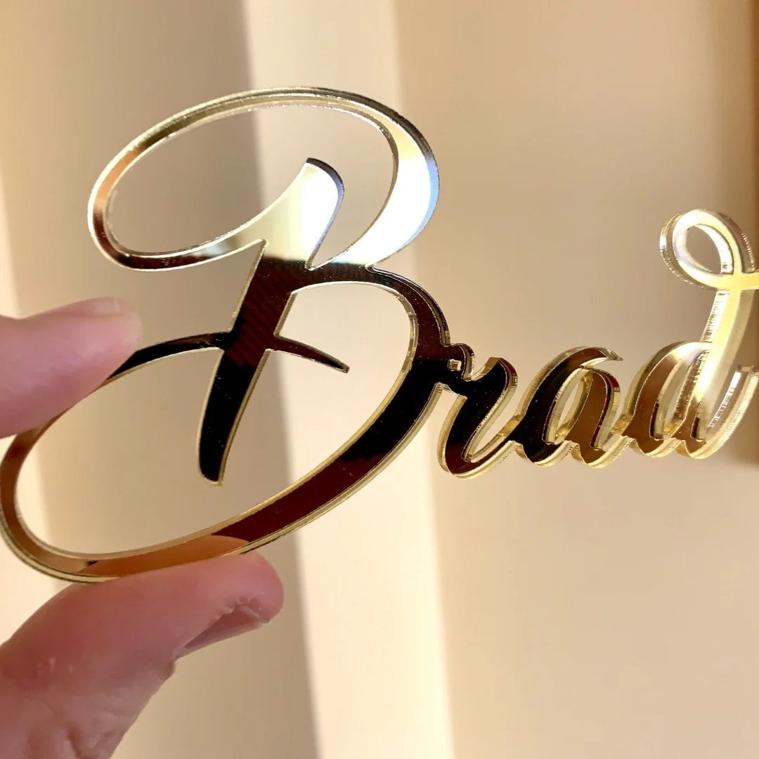 1PC Custom PMMA Cake Topper - Personalized Engraved Name, Metallic Texture, DIY, Laser Engraved, Ideal for Celebrations & Unique